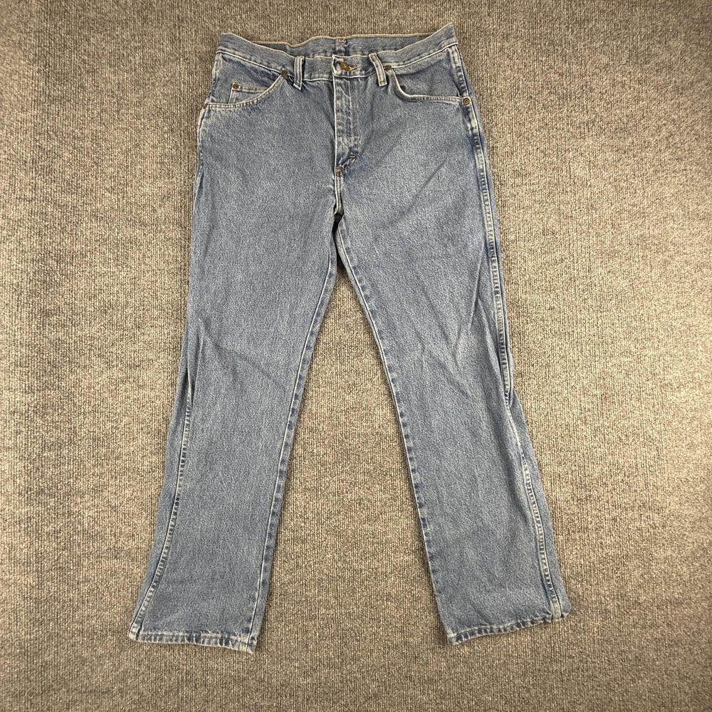 Wrangler Jeans Mens 32x30 Light Wash Blue Regular Fit Straight Leg Denim 96501DS